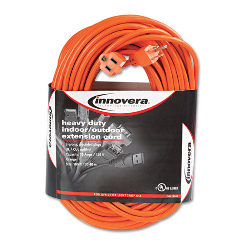 Indoor/Outdoor Extension Cord, 100 ft, 10 A, Orange-(IVR72200)