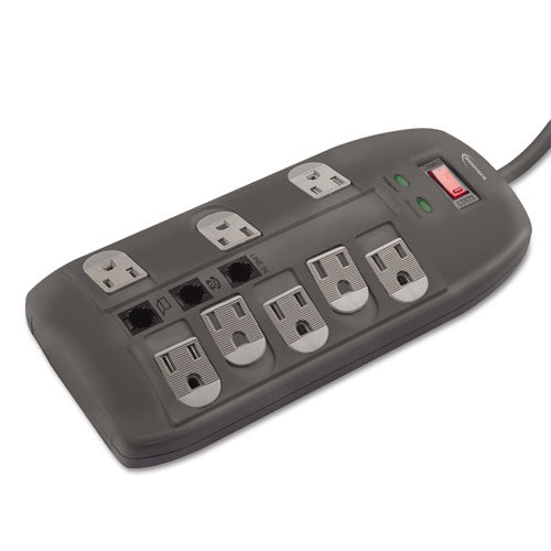 Surge Protector, 8 AC Outlets, 6 ft Cord, 2,160 J, Black-(IVR71656)