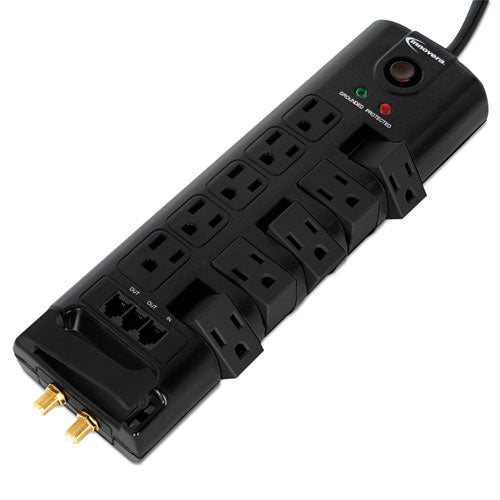 Surge Protector, 10 AC Outlets, 6 ft Cord, 2,880 J, Black-(IVR71657)