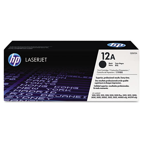 HP 12A, (Q2612A) Black Original LaserJet Toner Cartridge-(HEWQ2612A)