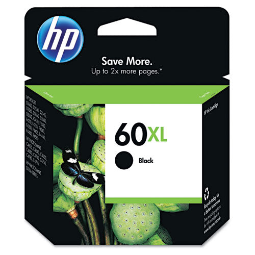 HP 60XL, (CC641WN) High-Yield Black Original Ink Cartridge-(HEWCC641WN)