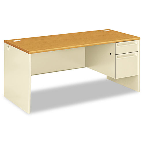 38000 Series Right Pedestal Desk, 66" x 30" x 29.5", Harvest/Putty-(HON38291RCL)