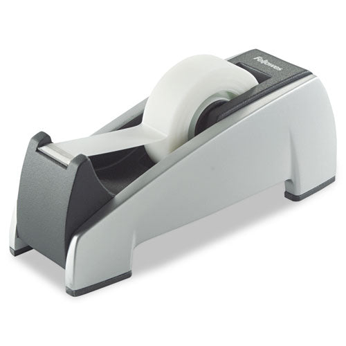 Office Suites Desktop Tape Dispenser, Heavy Base, 1" Core, Plastic, Black/Silver-(FEL8032701)