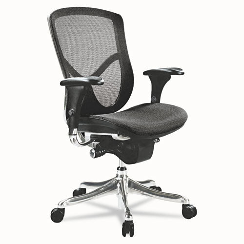 Alera EQ Series Ergonomic Multifunction Mid-Back Mesh Chair, Supports Up to 250 lb, Black Seat/Back, Aluminum Base-(ALEEQA42ME10A)