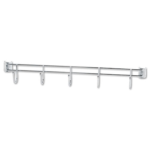 Hook Bars For Wire Shelving, Five Hooks, 24" Deep, Silver, 2 Bars/Pack-(ALESW59HB424SR)