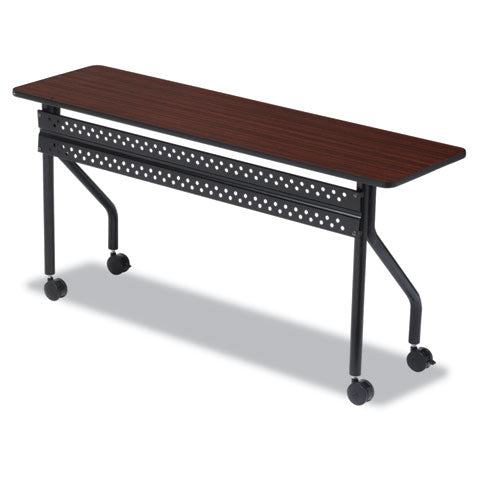 OfficeWorks Mobile Training Table, Rectangular, 72w x 18d x 29h, Mahogany/Black-(ICE68068)