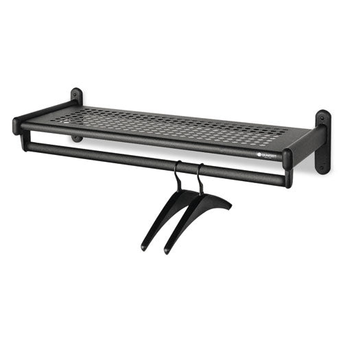 Metal Wall Shelf Rack, Powder Coated Textured Steel, 48w x 14.5d x 6h, Black-(QRT20404)