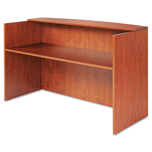 Alera Valencia Series Reception Desk with Transaction Counter, 71" x 35.5" x 29.5" to 42.5", Medium Cherry-(ALEVA327236MC)