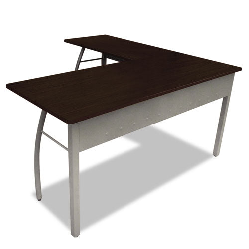 Trento Line L-Shaped Desk, 59.13" x 59.13" x 29.5", Mocha/Gray-(LITTR737MOC)