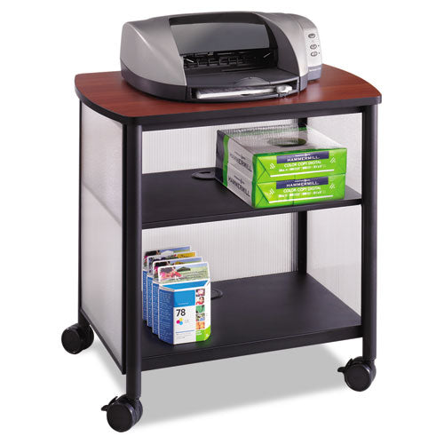 Impromptu Deskside Machine Stand, Metal, 3 Shelves, 100 lb Capacity, 26.25" x 21" x 26.5", Cherry/White/Black-(SAF1857BL)