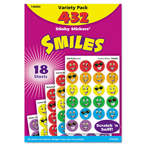 Stinky Stickers Variety Pack, Smiles, Assorted Colors, 432/Pack-(TEPT83903)