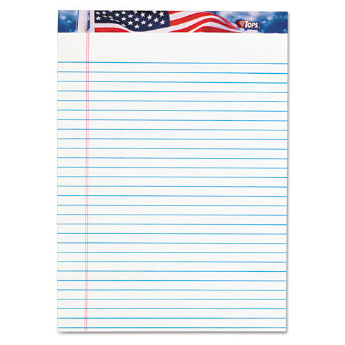 American Pride Writing Pad, Wide/Legal Rule, Red/White/Blue Headband, 50 White 8.5 x 11.75 Sheets, 12/Pack-(TOP75140)