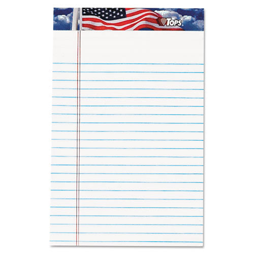 American Pride Writing Pad, Narrow Rule, Red/White/Blue Headband, 50 White 5 x 8 Sheets, 12/Pack-(TOP75101)