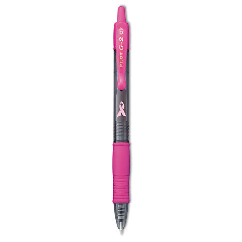 G2 Premium Breast Cancer Awareness Gel Pen, Retractable, Fine 0.7 mm, Black Ink, Translucent Pink Barrel, 2/Pack-(PIL31331)