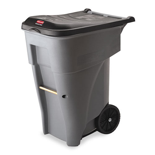 Brute Roll-Out Heavy-Duty Container, 65 gal, Polyethylene, Gray-(RCP9W21GY)