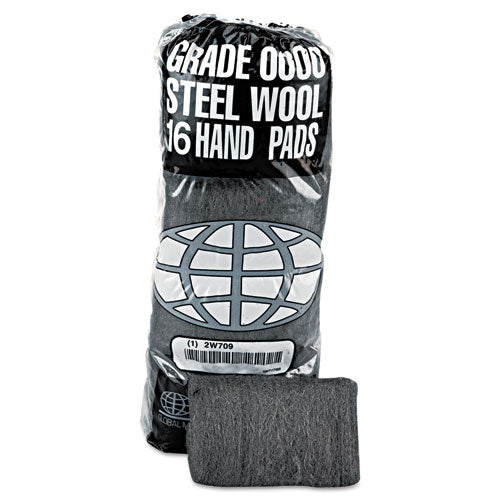 Industrial-Quality Steel Wool Hand Pads, #0000 Super Fine, Steel Gray, 16 Pads/Sleeve, 12 Sleeves/Carton-(GMA117000)