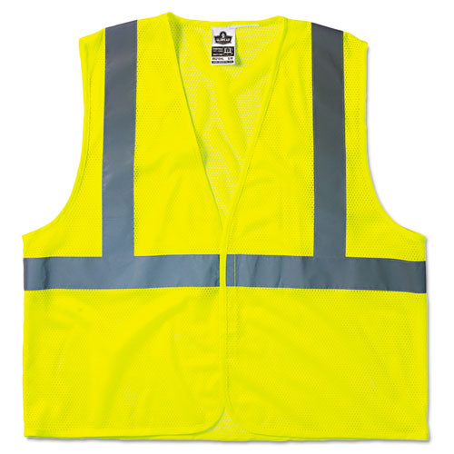 GloWear 8210HL Class 2 Economy Vest, Polyester Mesh, Hook Closure, Large to X-Large, Lime-(EGO21025)