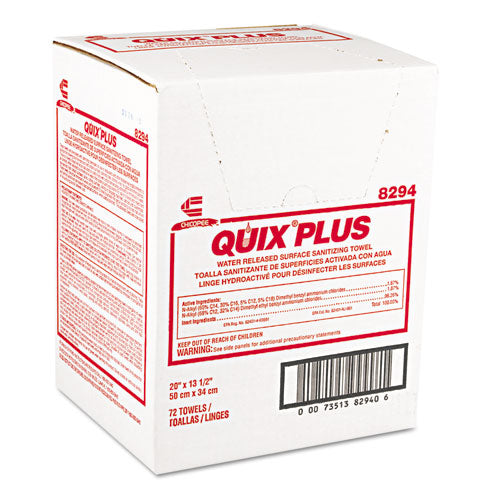 Quix Plus Cleaning and Sanitizing Towels, 13.5 x 20, Pink, 72/Carton-(CHI8294)