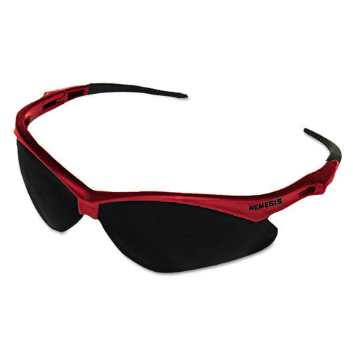 Nemesis Safety Glasses, Red Frame, Smoke Lens-(KCC22611)