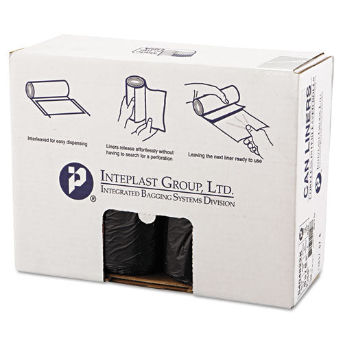 High-Density Interleaved Commercial Can Liners, 45 gal, 22 microns, 40" x 48", Black, 25 Bags/Roll, 6 Rolls/Carton-(IBSS404822K)