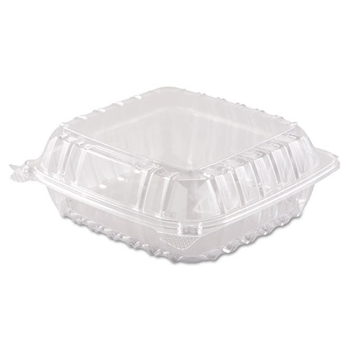 ClearSeal Hinged-Lid Plastic Containers, 8.3 x 8.3 x 3, Clear, Plastic, 250/Carton-(DCCC90PST1)