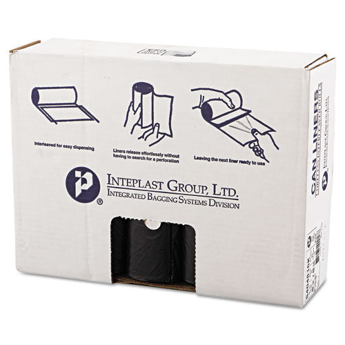 High-Density Interleaved Commercial Can Liners, 45 gal, 16 microns, 40" x 48", Black, 25 Bags/Roll, 10 Rolls/Carton-(IBSS404816K)