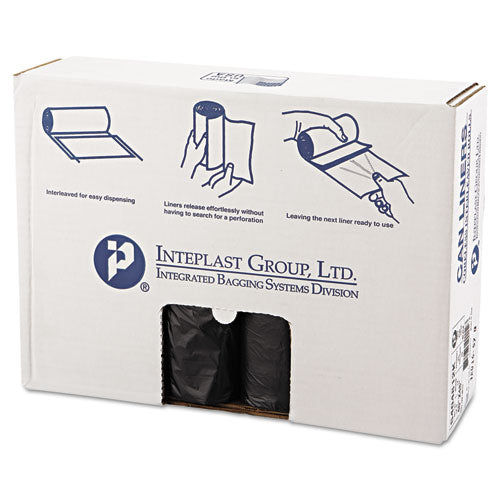 High-Density Interleaved Commercial Can Liners, 45 gal, 12 microns, 40" x 48", Black, 25 Bags/Roll, 10 Rolls/Carton-(IBSS404812K)