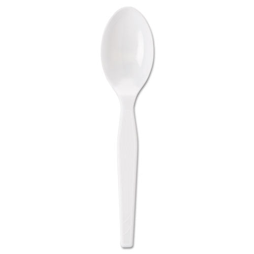 Individually Wrapped Mediumweight Polystyrene Cutlery, Teaspoons, White, 1,000/Carton-(DXETM23C7)