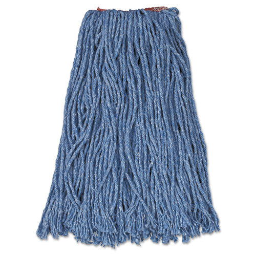 Cotton/Synthetic Cut-End Blend Mop Head, 16 oz, 1" Band, Blue, 12/Carton-(RCPF51612BLUCT)