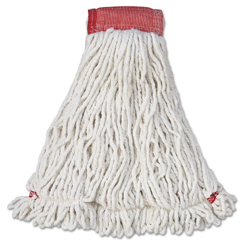 Web Foot Wet Mop Head, Shrinkless, Cotton/Synthetic, White, Large, 6/Carton-(RCPA253WHI)