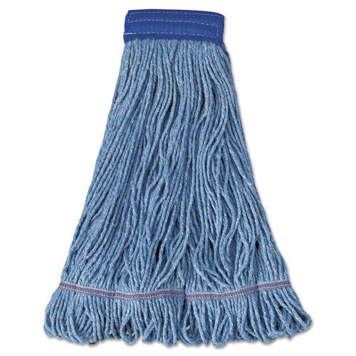 Super Loop Wet Mop Head, Cotton/Synthetic Fiber, 5" Headband, X-Large Size, Blue, 12/Carton-(BWK504BL)