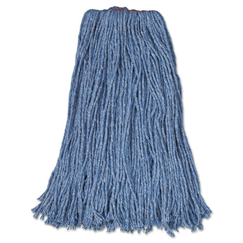 Cotton/Synthetic Cut-End Blend Mop Head, 24 oz, 1" Band, Blue, 12/Carton-(RCPF51812BLU)