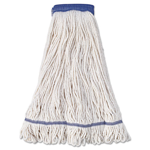 Super Loop Wet Mop Head, Cotton/Synthetic Fiber, 5" Headband, X-Large Size, White, 12/Carton-(BWK504WH)