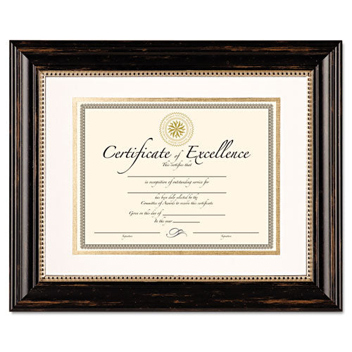 Genova Document Frame with Mat, 11 x 14, 8.5 x 11, Plastic, Black-(DAXN4100S3T)