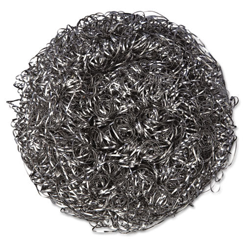 Stainless Steel Scrubbers, Large, 4 x 4, Steel Gray, 12 Scrubbers/Pack, 6 Packs/Carton-(PUX756)