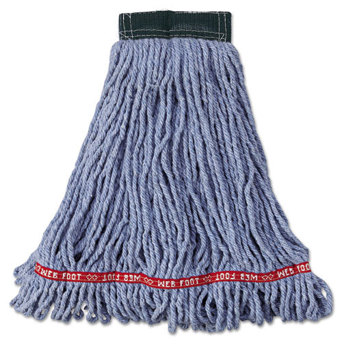 Web Foot Wet Mop Head, Shrinkless, Cotton/Synthetic, Blue, Medium, 6/Carton-(RCPA252BLU)