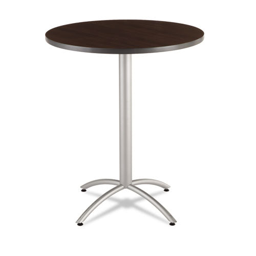 CafeWorks Table, Bistro-Height, Round Top, 36" Diameter x 42h, Walnut/Silver-(ICE65664)