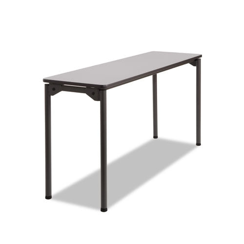 Maxx Legroom Wood Folding Table, Rectangular Top, 60w x 18d x 29.5h, Gray/Charcoal-(ICE65877)