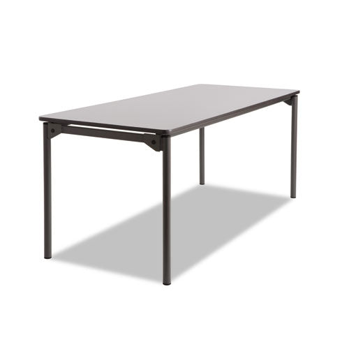 Maxx Legroom Wood Folding Table, Rectangular Top, 72w x 30d x 29.5h, Gray/Charcoal-(ICE65827)