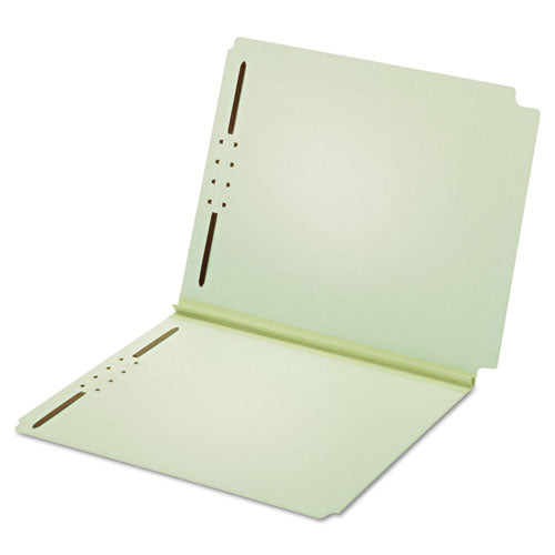 Dual-Tab Pressboard Fastener Folder, 2" Expansion, 2 Fasteners, Letter Size, Light Green Exterior, 25/Box-(PFX45715)