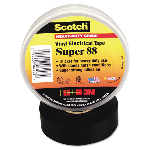 Scotch 88 Super Vinyl Electrical Tape, 0.75" x 66 ft, Black-(MMM06143)