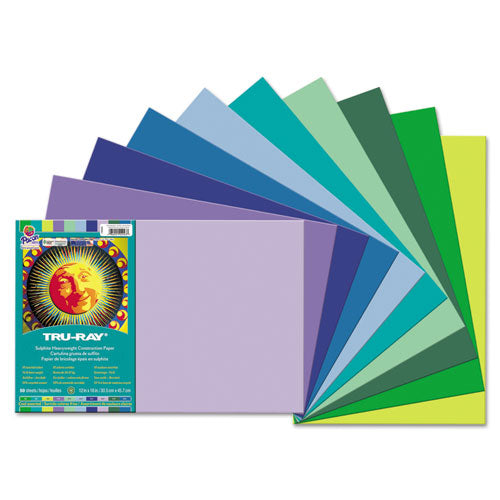 Tru-Ray Construction Paper, 76 lb Text Weight, 12 x 18, Assorted Cool/Warm Colors, 25/Pack-(PAC102943)