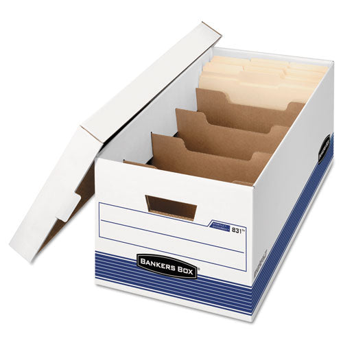 STOR/FILE Medium-Duty Storage Boxes with Dividers, Letter Files, 12.88" x 25.38" x 10.25", White/Blue, 12/Carton-(FEL0083101)