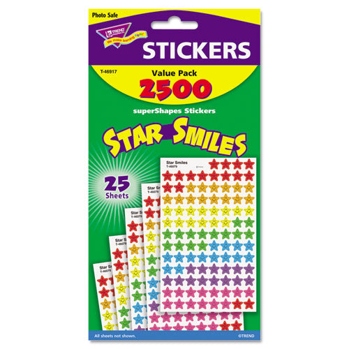 Sticker Assortment Pack, Smiling Star, Assorted Colors, 2,500/Pack-(TEPT46917)