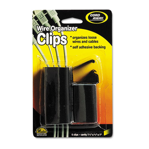 Self-Adhesive Wire Clips, Black, 6/Pack-(MAS00204)