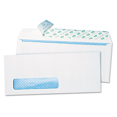 Redi-Strip Security Tinted Envelope, Address Window, #10, Commercial Flap, Redi-Strip Closure, 4.13 x 9.5, White, 1,000/Box-(QUA69222B)