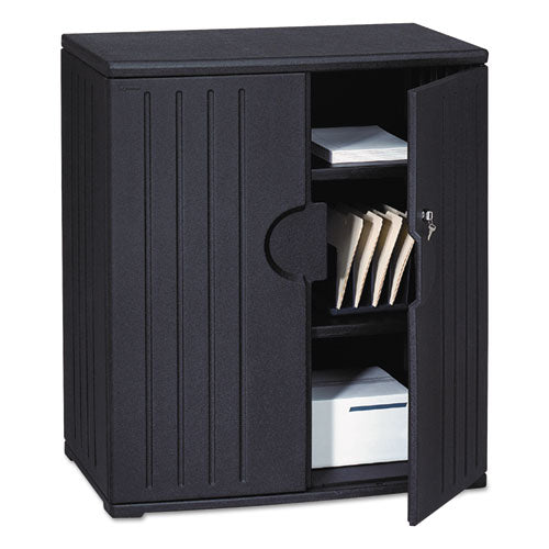 Rough n Ready Storage Cabinet, Two-Shelf, 36w x 22d x 46h, Black-(ICE92561)