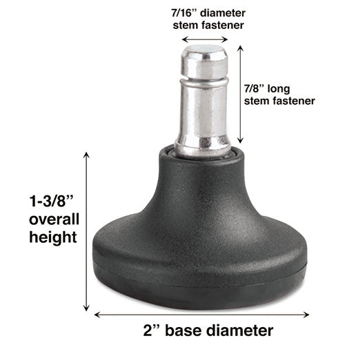 Low Profile Bell Glides, Grip Ring Type B Stem, 2" x 1.38" Glide, Matte Black, 5/Set-(MAS70178)