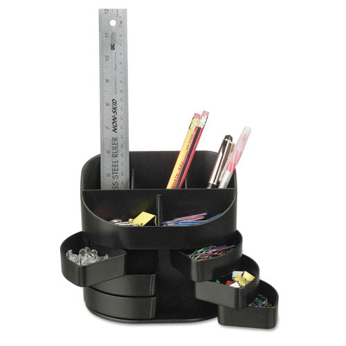 Double Supply Organizer, 11-Compartments, 6 Drawers, Plastic, 6.5 x 4.75 x 5.75, Black-(OIC22822)