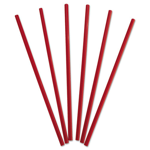 Wrapped Giant Straws, 10.25", Polypropylene, Red, 300/Box, 4 Boxes/Carton-(DXEGW104)